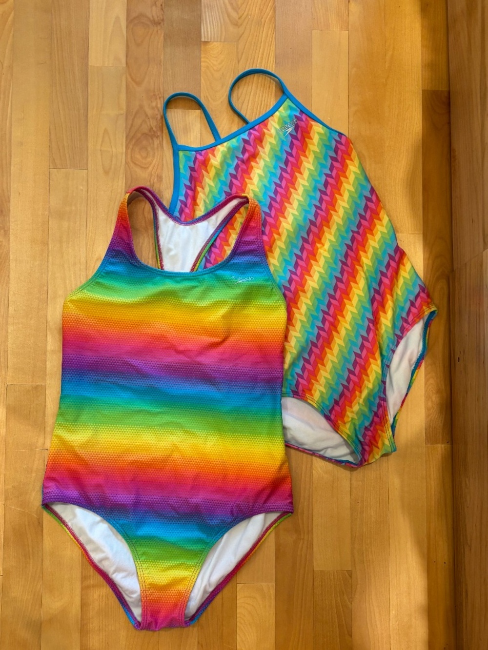 Speedo Girls Rainbow Pattern One-Piece Swimsuit Lot Bundle - Set of 2, Size 16